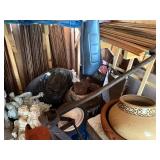 Large Assortment of Garden Tools, Statues, and Shed Contents