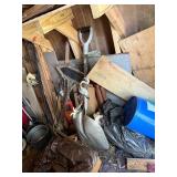 Large Assortment of Garden Tools, Statues, and Shed Contents