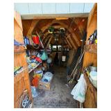 Mixed Lot of Hand Tools, Garden Equipment, and Hardware from Garden Shed