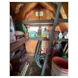 Mixed Lot of Hand Tools, Garden Equipment, and Hardware from Garden Shed