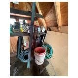 Mixed Lot of Hand Tools, Garden Equipment, and Hardware from Garden Shed