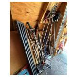 Mixed Lot of Hand Tools, Garden Equipment, and Hardware from Garden Shed