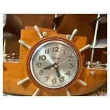 Vintage Sessions Nautical Ship Wheel Wall Clock with Metal Sails
