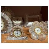 Collection of 6 Cut Glass Desk Clocks with Roman Numerals