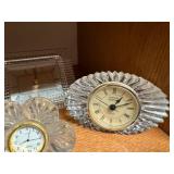 Collection of 6 Cut Glass Desk Clocks with Roman Numerals