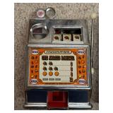 Set of 2 Vintage Slot Machine Bank Toys - One Armed Banker and Golden Jackpot