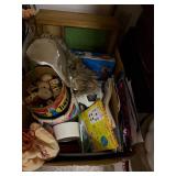 Collection of Vintage Toys, Plush Animals, Game Pieces, and Metal Toy Case