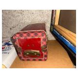 Collection of Vintage Toys, Plush Animals, Game Pieces, and Metal Toy Case