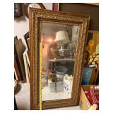 Large Ornate Wall Mirror with Gold Tone Wood Frame
