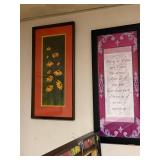 Set of 3 Framed Wall Art Pieces including Floral Prints and Inspirational Quote