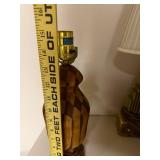 Handcrafted Wooden Table Lamp with Geometric Inlay, 14 Inch