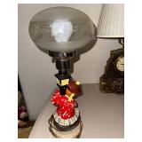 Vintage Scottish Themed Table Lamp with Etched Glass Shade