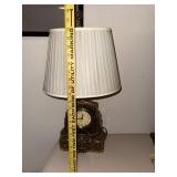 Antique Art Deco Electric Clock Lamp with Shade