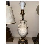 Vintage Porcelain Table Lamp with Floral Detailing, 23 Inch Tall