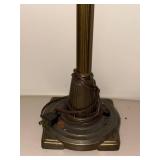 Vintage Brass Table Lamp with Ribbed Glass Shade