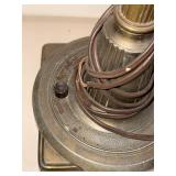 Vintage Brass Table Lamp with Ribbed Glass Shade