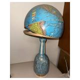 Vintage Table Lamp with Half Globe Shade and Ceramic Base