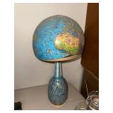 Vintage Table Lamp with Half Globe Shade and Ceramic Base