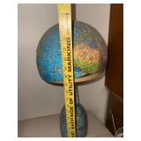 Vintage Table Lamp with Half Globe Shade and Ceramic Base