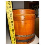 Vintage Wooden Firkin Bucket with Lid and Metal Band