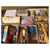 Large Collection of Vintage Sewing, Craft, and Notions Supplies in Drawer Lot