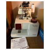 Singer Tiny Tailor Mending Machine, Baby Lock 418 Serger, Patterns, and Thread Collection