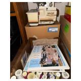Singer Tiny Tailor Mending Machine, Baby Lock 418 Serger, Patterns, and Thread Collection