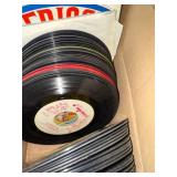 Large Collection of Vintage 45 RPM Records with Storage Cases and Listings