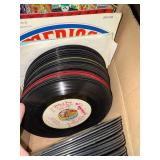 Large Collection of Vintage 45 RPM Records with Storage Cases and Listings