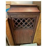 Antique Console Phonograph Cabinet with Records