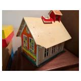 Vintage Fisher-Price Little People Schoolhouse with Mini Bus