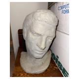 Handcrafted Plaster Male Bust Sculpture, 14 Inches Tall