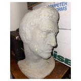 Handcrafted Plaster Male Bust Sculpture, 14 Inches Tall