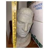 Handcrafted Plaster Male Bust Sculpture, 14 Inches Tall