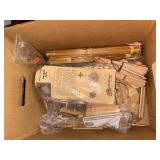 Basket Weaving Craft Supply Lot with Reeds, Patterns, and Wooden Pieces