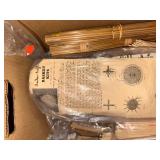 Basket Weaving Craft Supply Lot with Reeds, Patterns, and Wooden Pieces