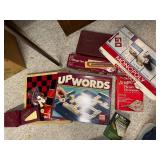 Collection of Classic Board Games including Monopoly, Upwords, Cribbage, and Scrabble Dictionary