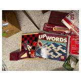 Collection of Classic Board Games including Monopoly, Upwords, Cribbage, and Scrabble Dictionary