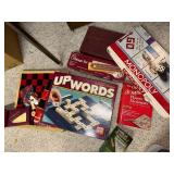 Collection of Classic Board Games including Monopoly, Upwords, Cribbage, and Scrabble Dictionary