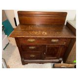 Antique Wooden Sideboard Cabinet with Brass Hardware