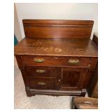 Antique Wooden Sideboard Cabinet with Brass Hardware