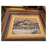 Collection of 6 Framed Vintage and Signed Artwork Prints and Paintings