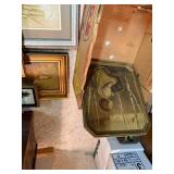 Collection of Vintage Framed Artwork and Prints Including Blue Puppy Illustrations