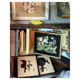 Collection of Framed Vintage Artwork and Silhouette Prints