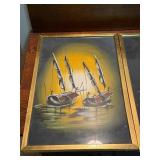 Pair of Framed Asian Sailing Ship Artwork Prints