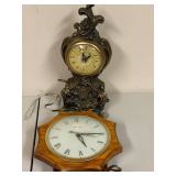 Pair of Vintage Electric Clocks - Ornate Metal and United Wall Clock