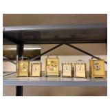 Set of 6 Vintage Brass Mantel Clocks with Roman Numerals