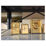Set of 6 Vintage Brass Mantel Clocks with Roman Numerals