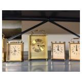 Set of 6 Vintage Brass Mantel Clocks with Roman Numerals