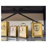 Set of 6 Vintage Brass Mantel Clocks with Roman Numerals